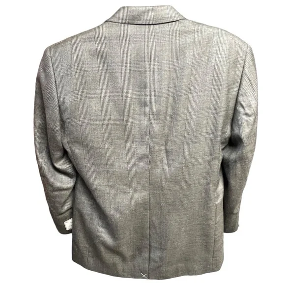 Jos‎ A Bank Blazer Men 43R Glen Plaid 2-Button Professional Tailored Silk Wool